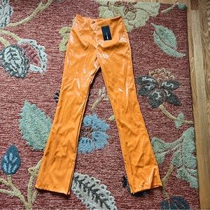 FashionNova orange faux leather pants